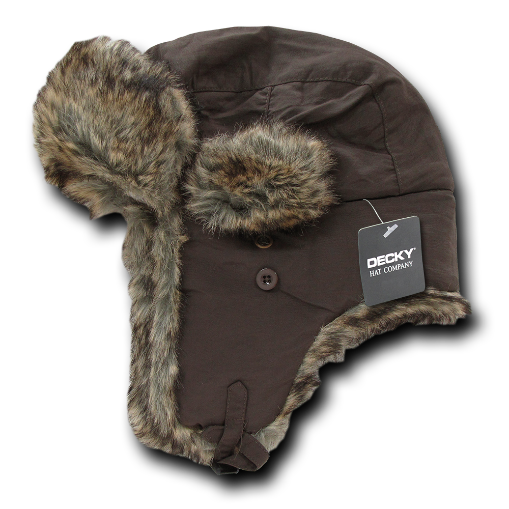 Decky 777 Faux Fur Aviator Hat, Black