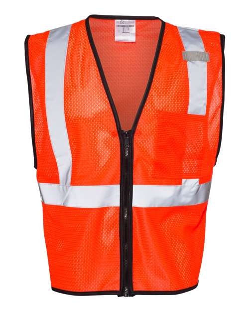 Kishigo 1519-1520 Unisex Single Pocket Zipper Mesh Class 2 Vest