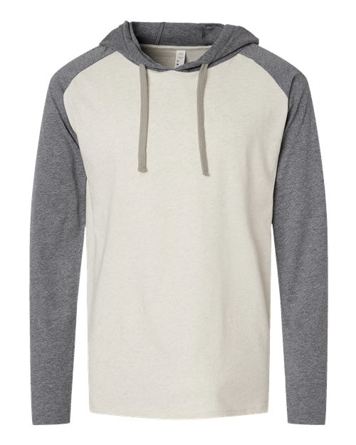 LAT 6917 Unisex Fine Jersey Hooded Long Sleeve Raglan T-Shirt