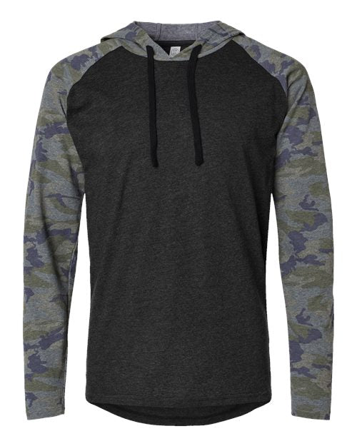 LAT 6917 Unisex Fine Jersey Hooded Long Sleeve Raglan T-Shirt