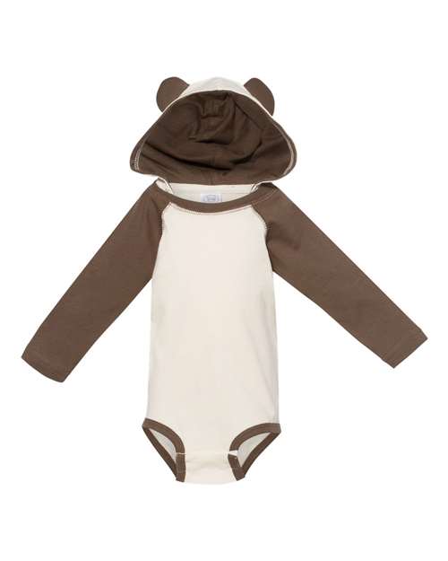 Rabbit Skins 4418 Infant Fine Jersey Character Hooded Long Sleeve Bodysuit with Ears