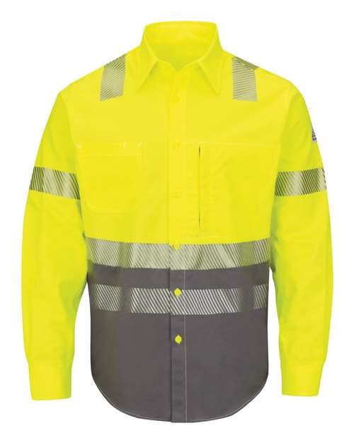 Bulwark SLB4H Men's Hi-Visibility Color Block Uniform Shirt - EXCEL FR® ComforTouch® - 7 oz.
