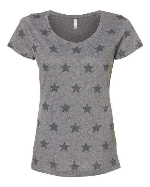 Code Five 3629 Women's Star Print Scoop Neck Tee
