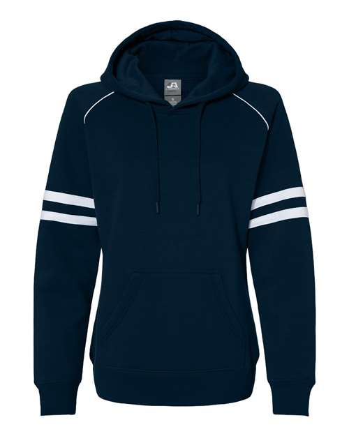 J. America 8645 Women's Varsity Fleece Piped Hooded Sweatshirt