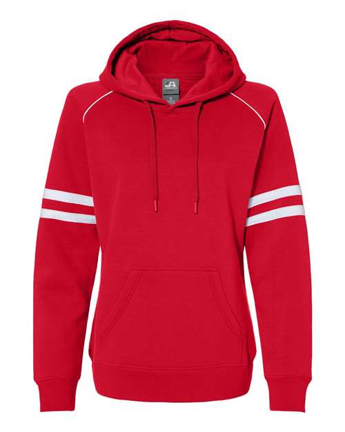 J. America 8645 Women's Varsity Fleece Piped Hooded Sweatshirt