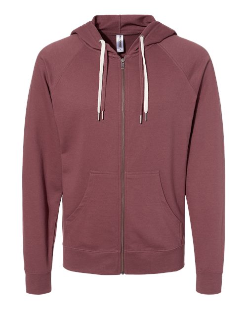 Independent Trading Co. SS1000Z Unisex Icon Lightweight Loopback Terry Full-Zip Hooded Sweatshirt