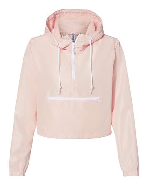 Independent Trading Co. EXP64CRP Women's Lightweight Quarter-Zip Pullover Crop Windbreaker