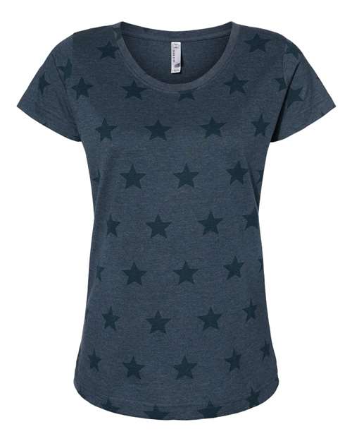 Code Five 3629 Women's Star Print Scoop Neck Tee