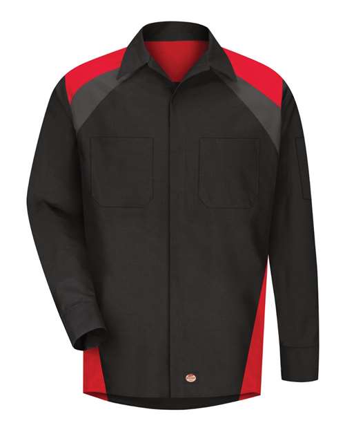 Red Kap SY18 Men's Long Sleeve Tri-Color Shop Shirt