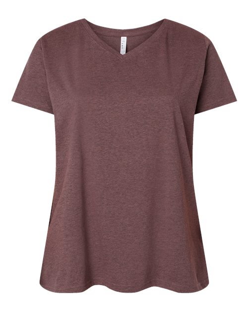 LAT 3817 Women's Curvy Collection Fine Jersey V-Neck Tee