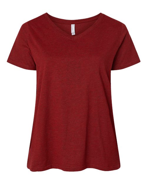 LAT 3817 Women's Curvy Collection Fine Jersey V-Neck Tee