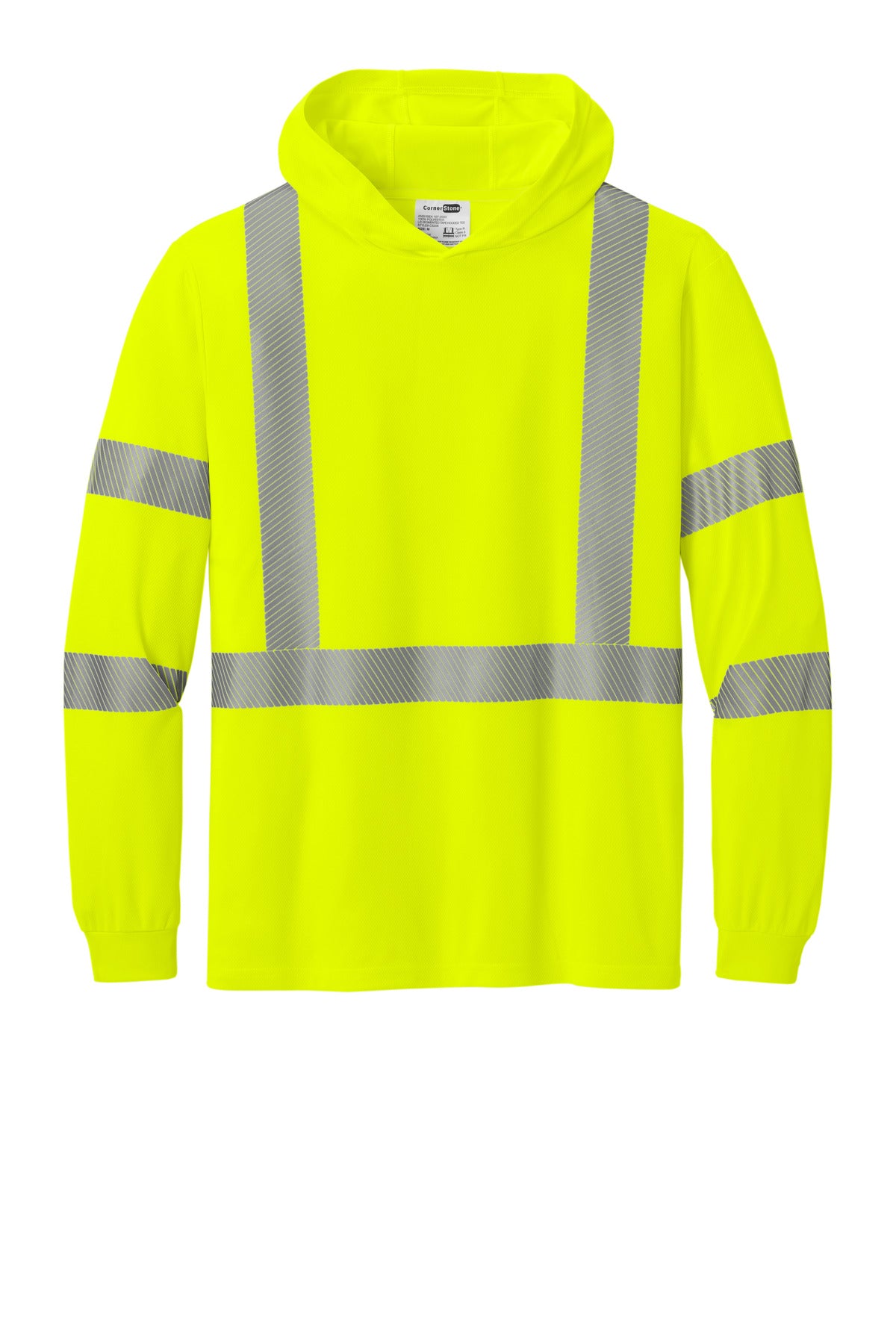 CornerStone CS208 CornerStone ANSI 107 Class 3 Long Sleeve Segmented Tape Hooded Tee