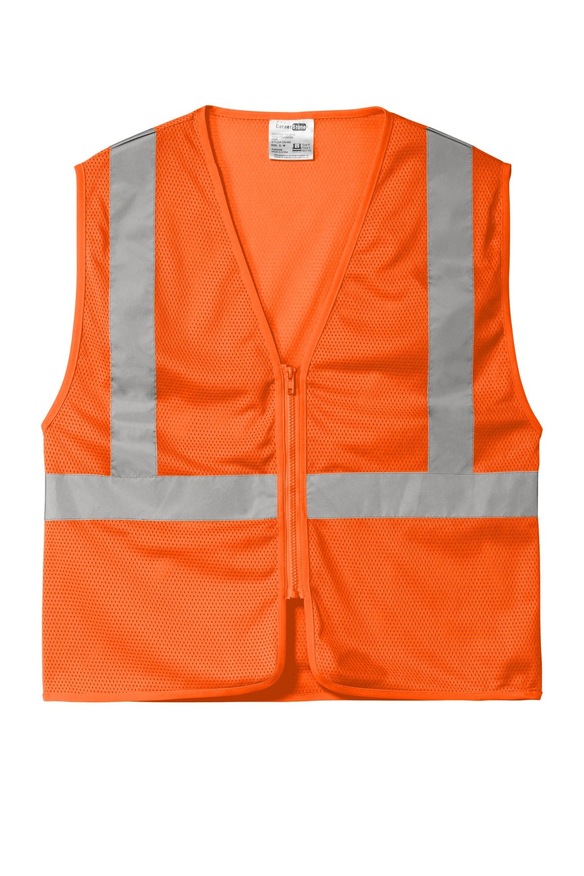 CornerStone CSV101 CornerStone  ANSI 107 Class 2 Economy Mesh Zippered Vest