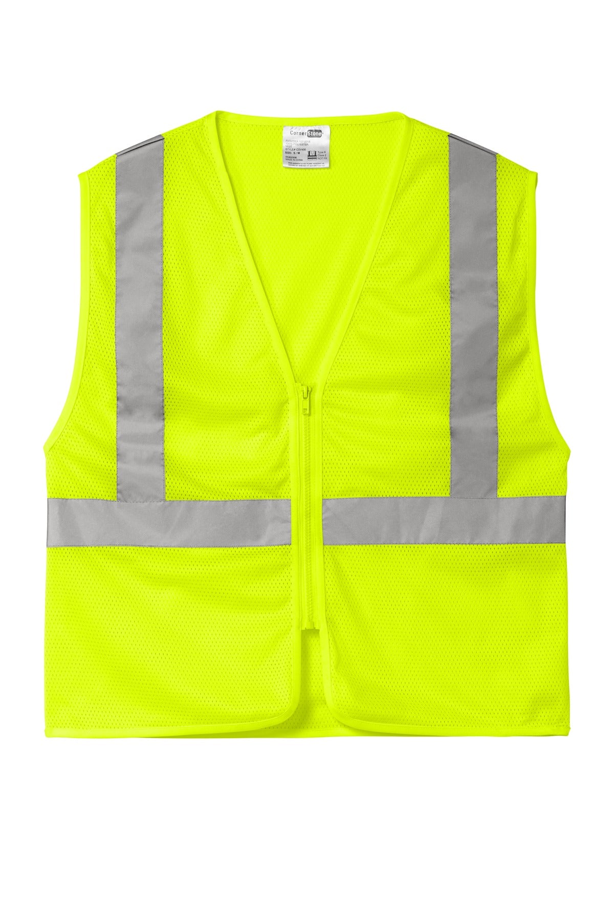 CornerStone CSV101 CornerStone  ANSI 107 Class 2 Economy Mesh Zippered Vest