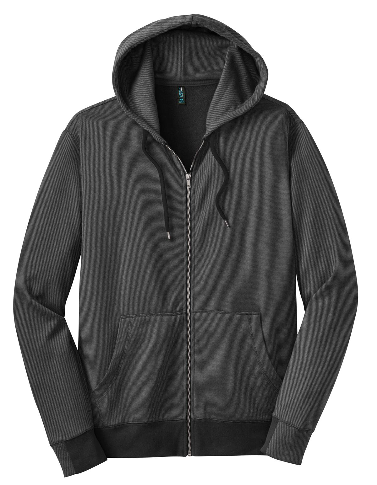District DM390 Mens Mini Stripe Full-Zip Hoodie