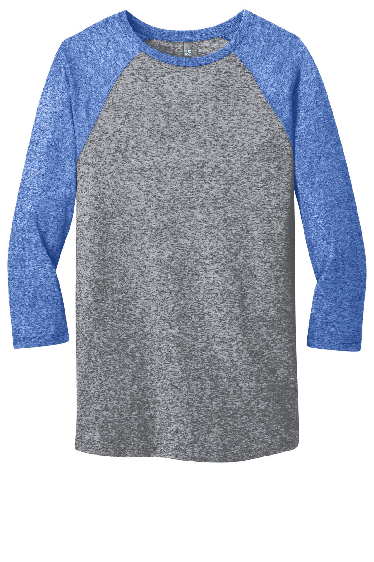 District DT162 Young Mens Microburn 3/4-Sleeve Raglan Tee