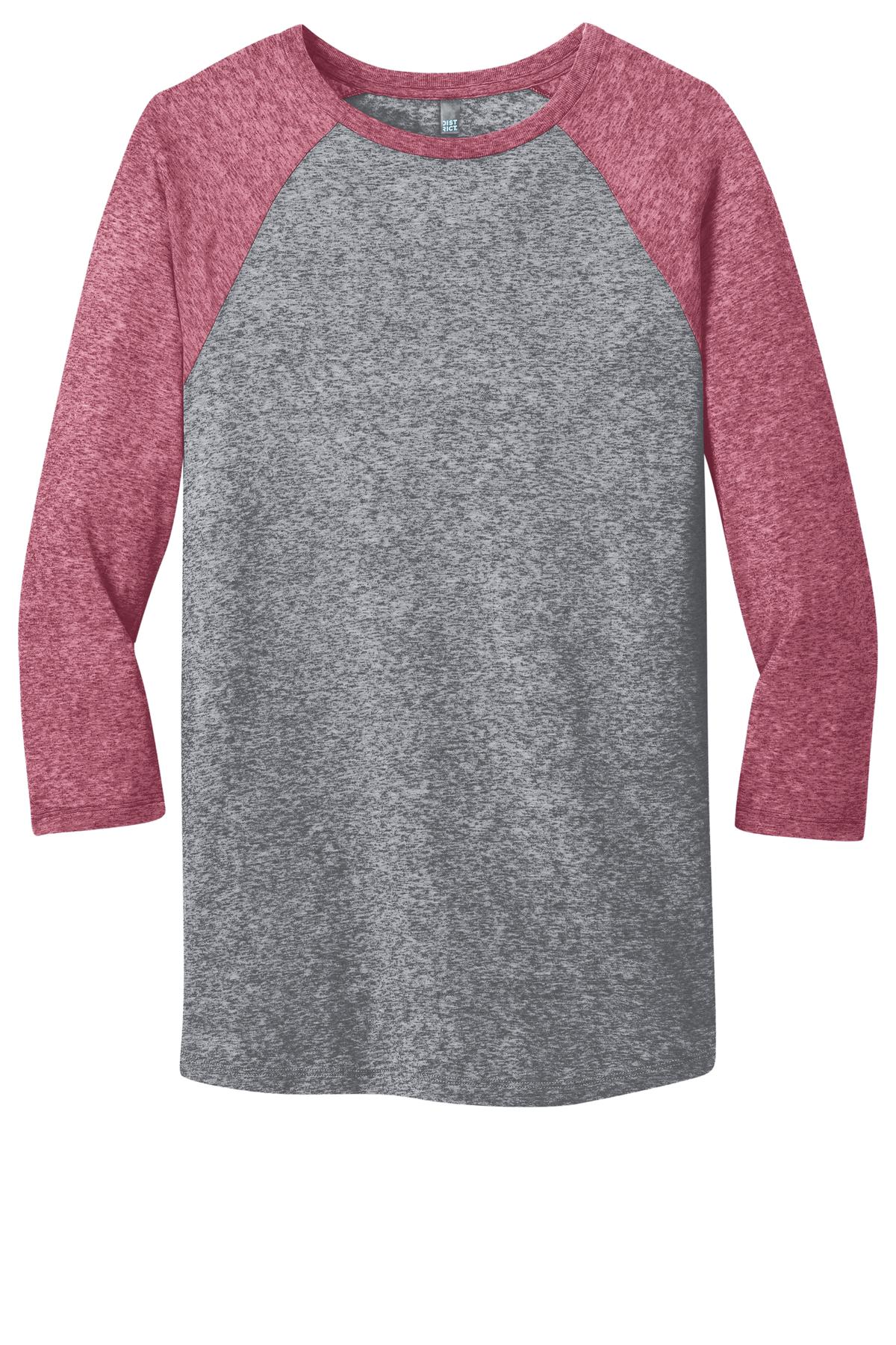 District DT162 Young Mens Microburn 3/4-Sleeve Raglan Tee