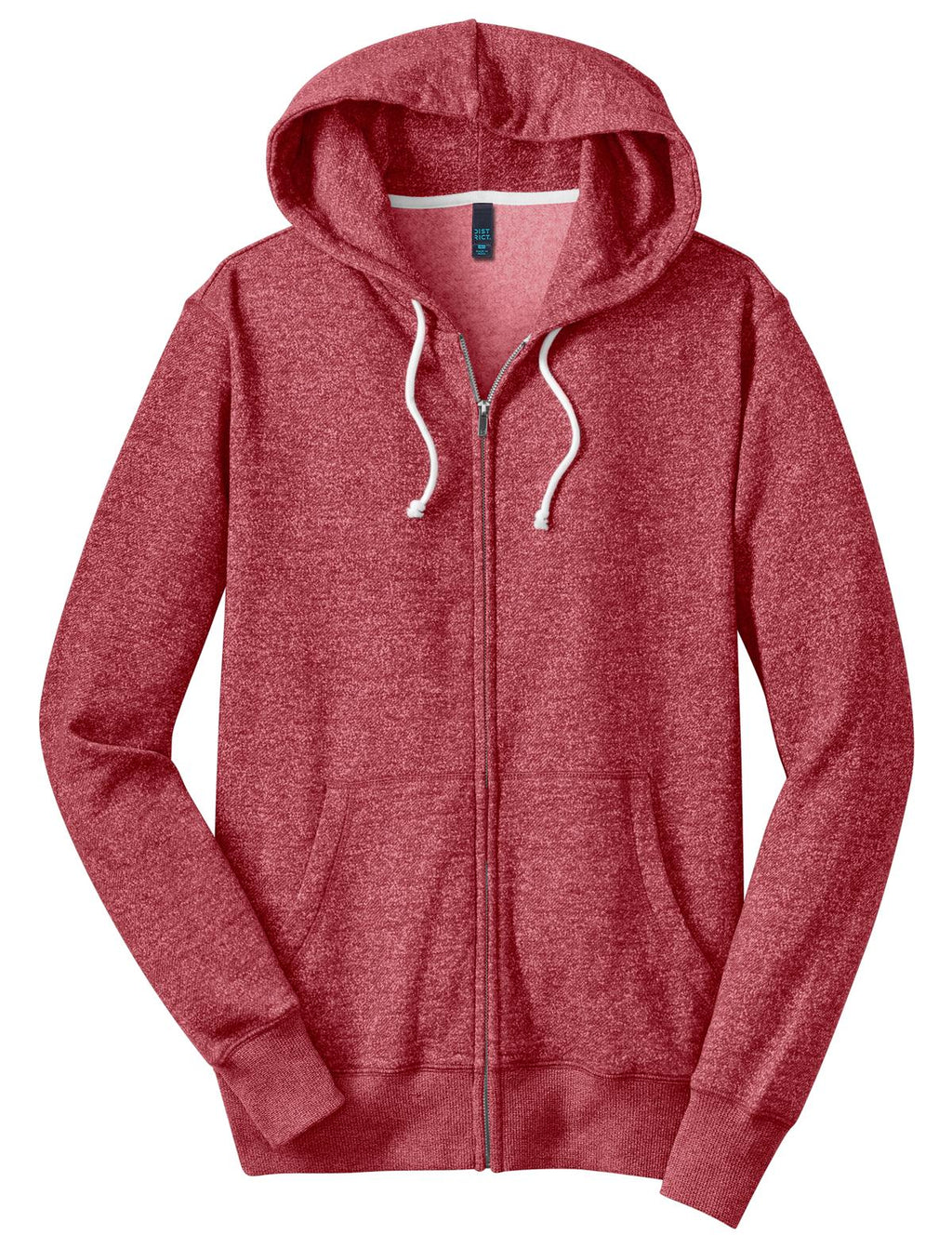 District DT192 Young Mens Marled Fleece Full-Zip Hoodie