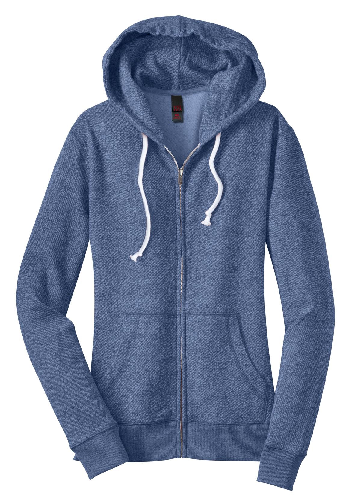 District DT292 Juniors Marled Fleece Full-Zip Hoodie