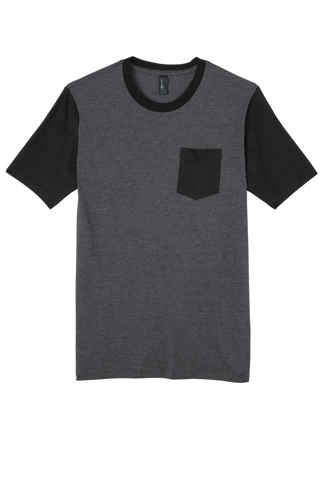 District DT6000SP DISCONTINUED District Young Mens Very Important Tee with Contrast Sleeves and Pocket