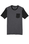 District DT6000SP DISCONTINUED District Young Mens Very Important Tee with Contrast Sleeves and Pocket