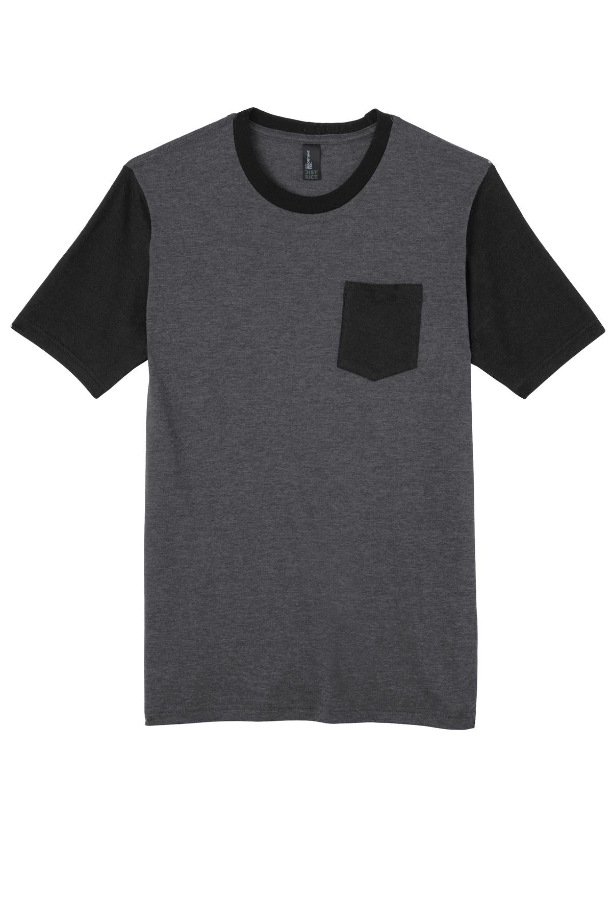 District DT6000SP DISCONTINUED District Young Mens Very Important Tee with Contrast Sleeves and Pocket