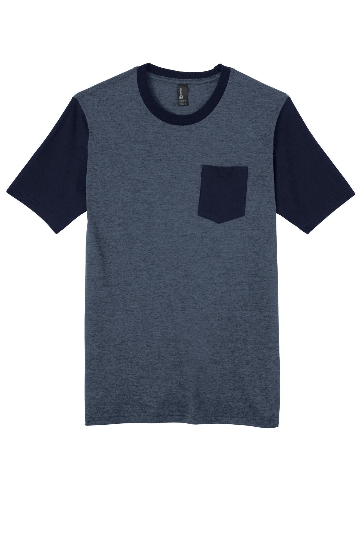 District DT6000SP DISCONTINUED District Young Mens Very Important Tee with Contrast Sleeves and Pocket