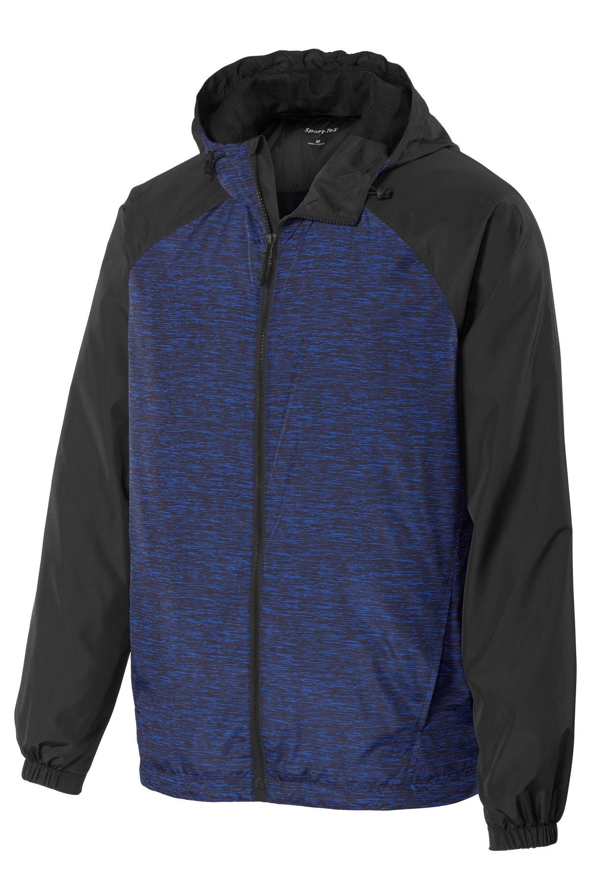Sport-Tek JST40 Tek Heather Colorblock Raglan Hooded Wind Jacket