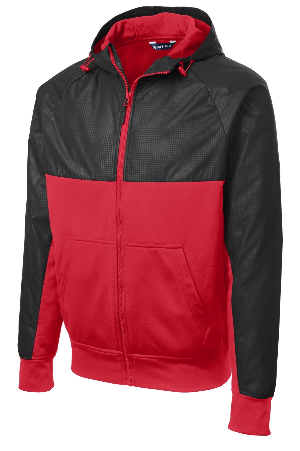 Sport-Tek JST50 Tek Embossed Hybrid Full-Zip Hooded Jacket