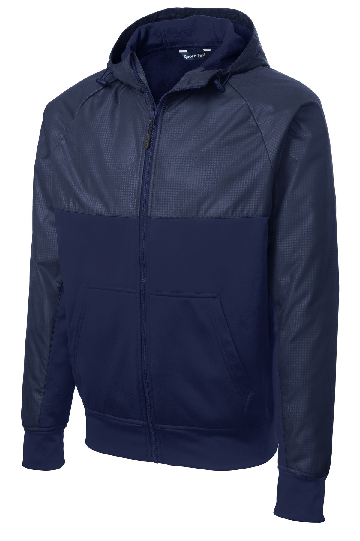 Sport-Tek JST50 Tek Embossed Hybrid Full-Zip Hooded Jacket