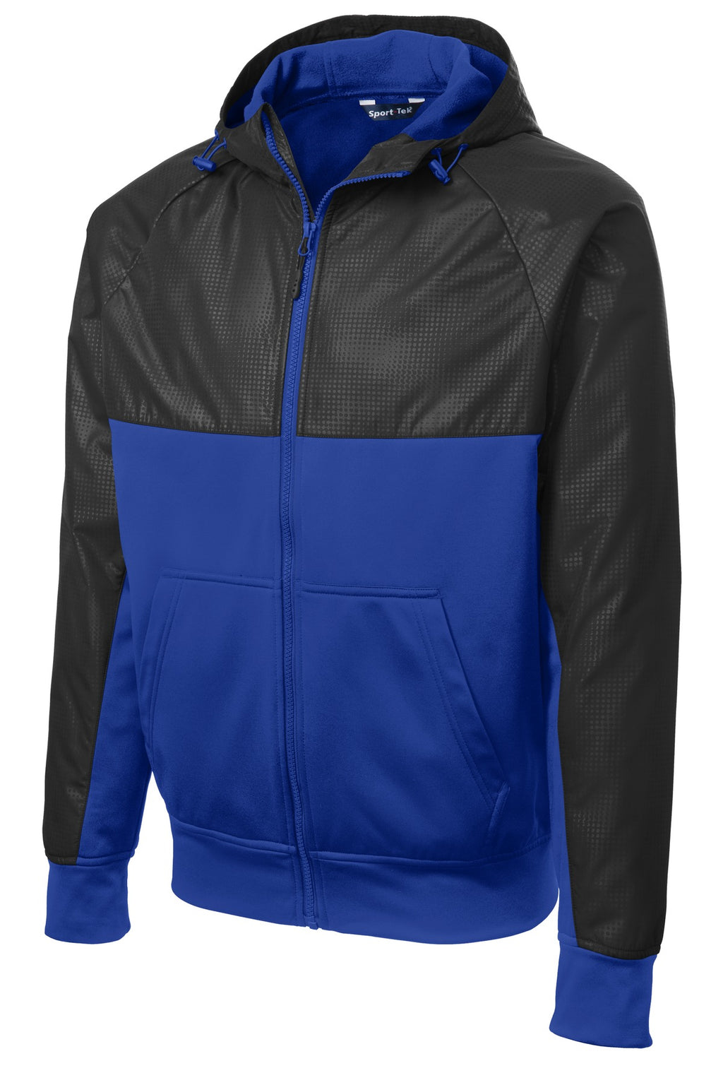Sport-Tek JST50 Tek Embossed Hybrid Full-Zip Hooded Jacket