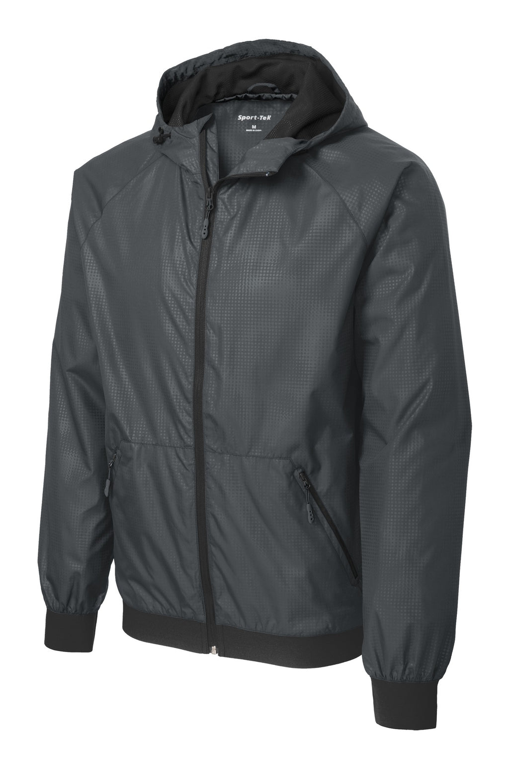 Sport-Tek JST53 Tek Embossed Hooded Wind Jacket