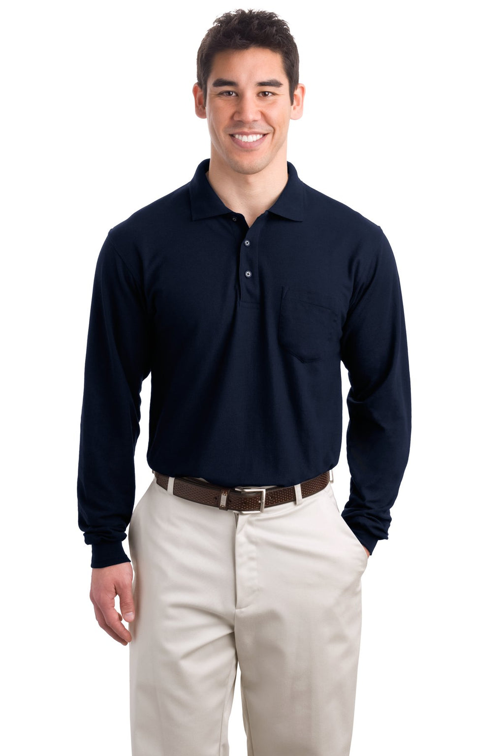 Port Authority K500LSP Port Authority Long Sleeve Silk Touch Polo with Pocket