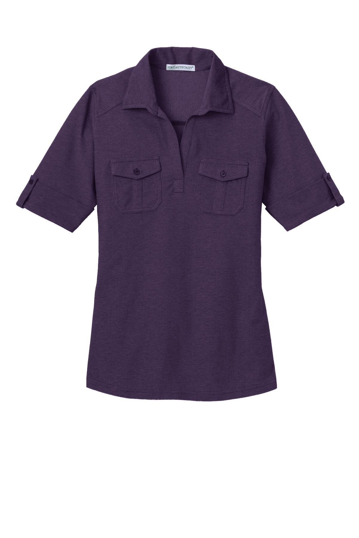 Port Authority L557 DISCONTINUED Port Authority Ladies Oxford Pique Double Pocket Polo