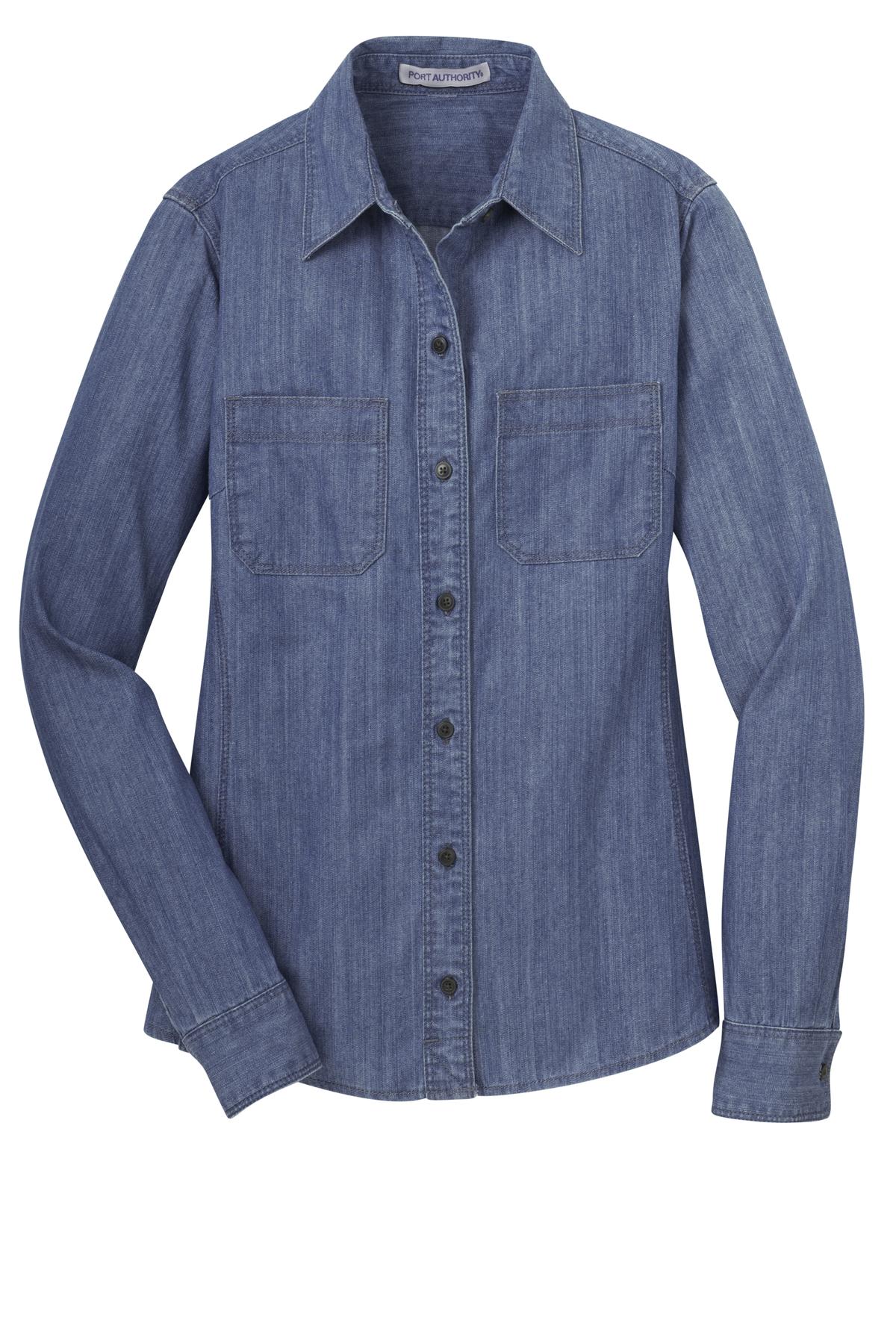 Port Authority L652 DISCONTINUED Port Authority Ladies Patch Pockets Denim Shirt
