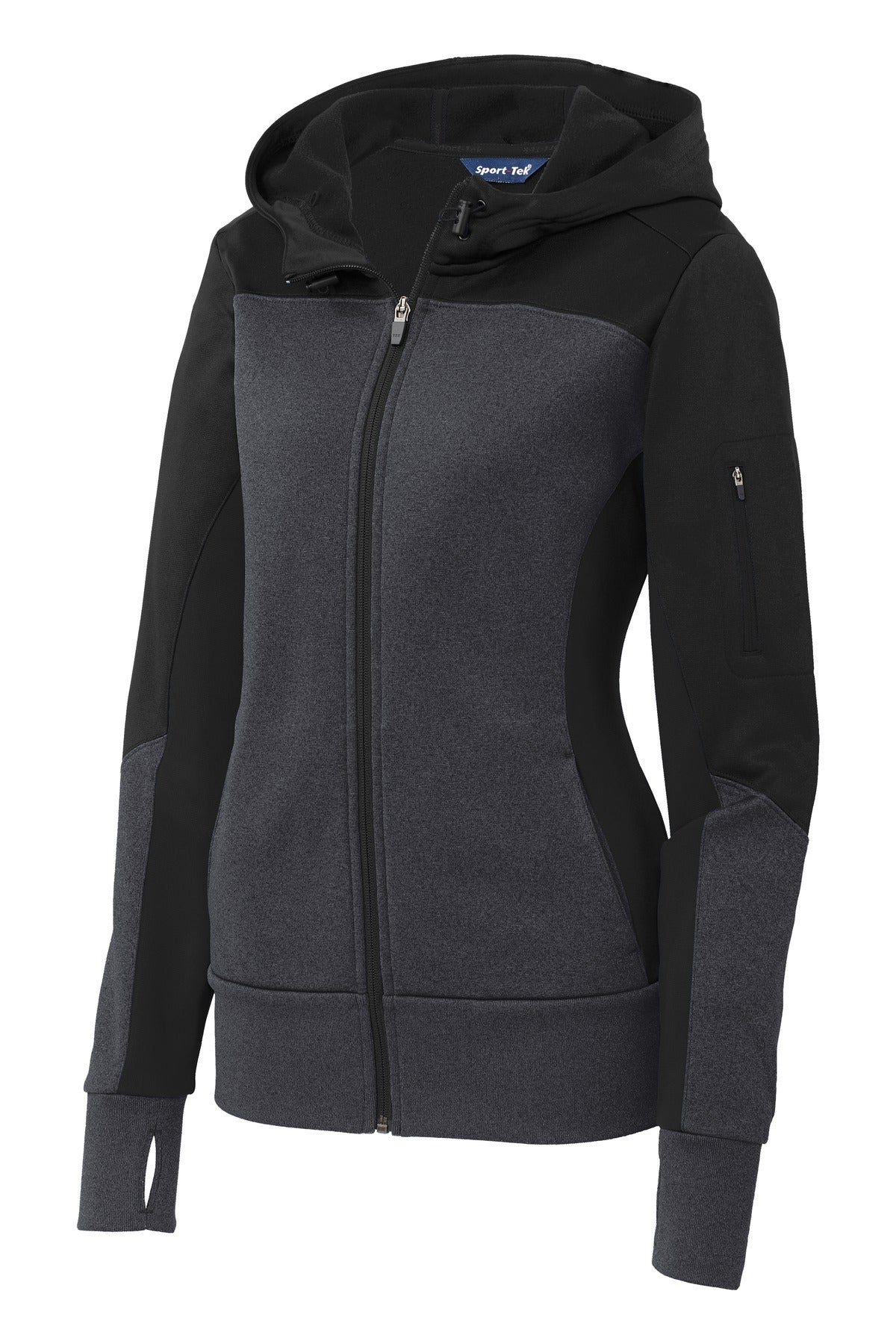 Sport-Tek LST245 Tek Women's Tech Fleece Colorblock Full-Zip Hooded Jacket