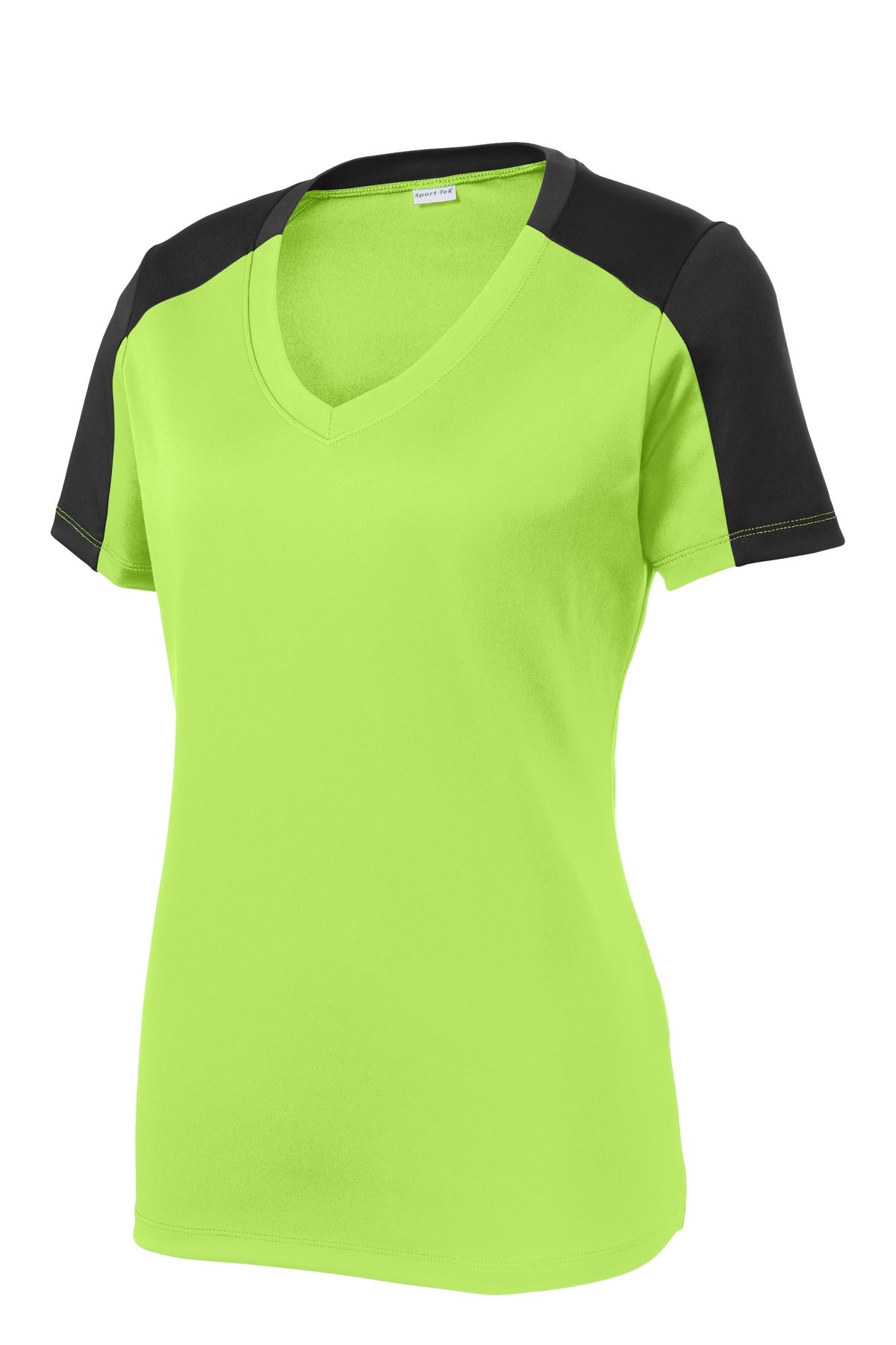 Sport-Tek LST354 Tek Ladies PosiCharge Competitor Sleeve-Blocked V-Neck Tee