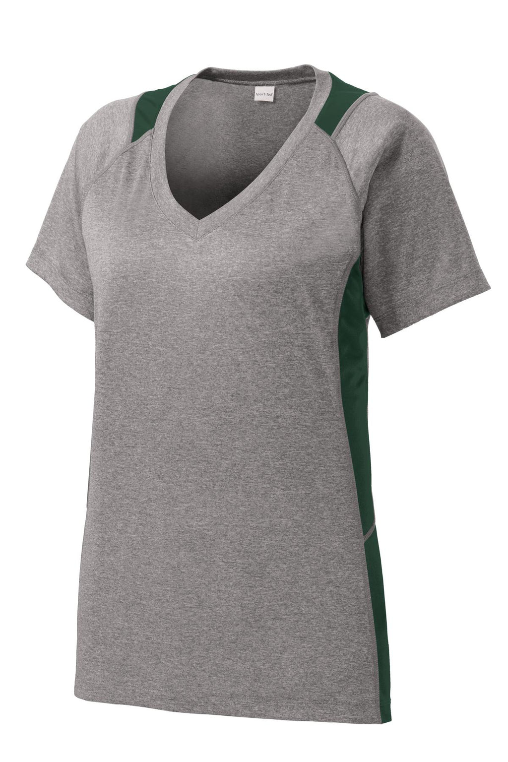 Sport-Tek LST361 Tek Women's Heather Colorblock Contender V-Neck Tee