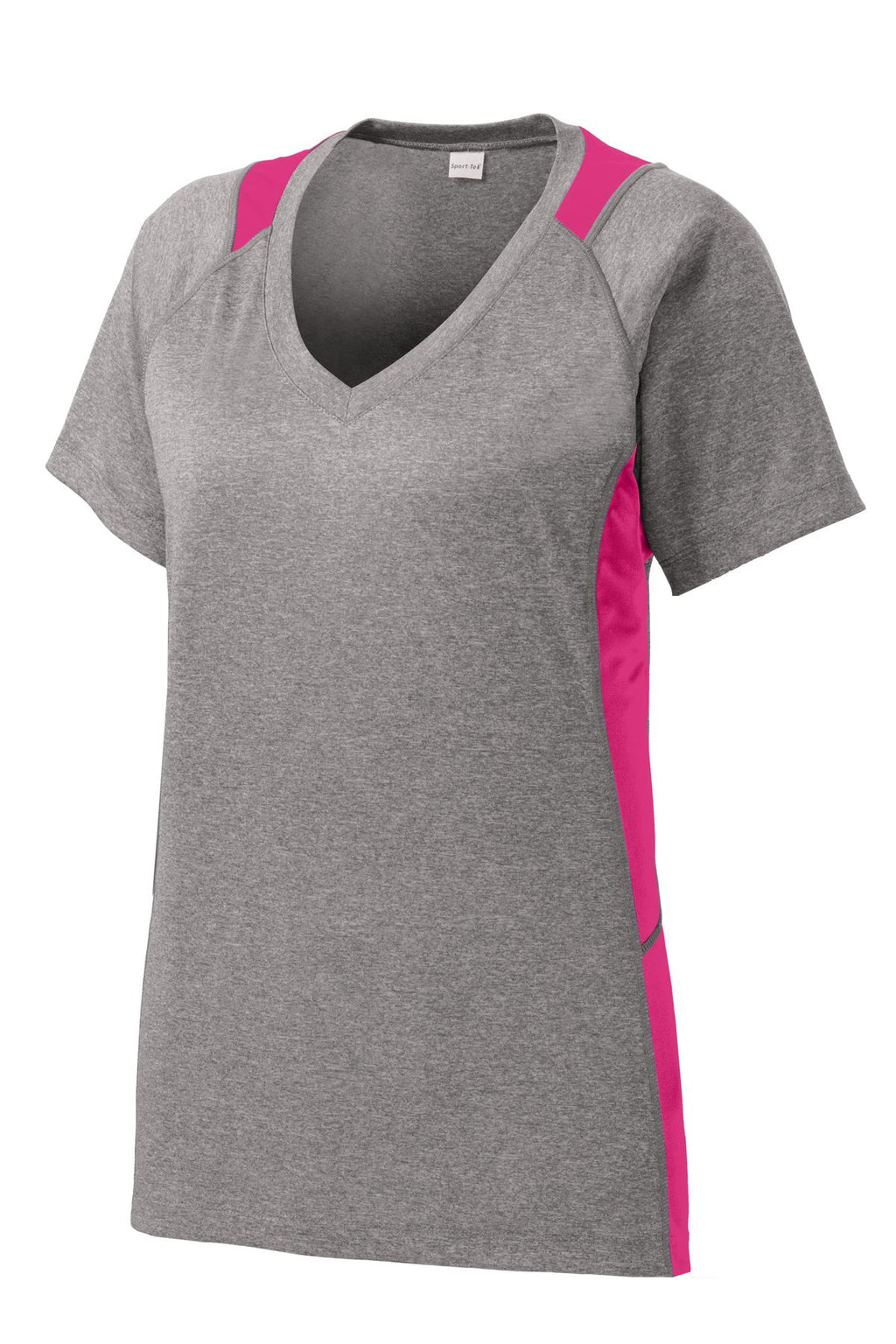 Sport-Tek LST361 Tek Women's Heather Colorblock Contender V-Neck Tee