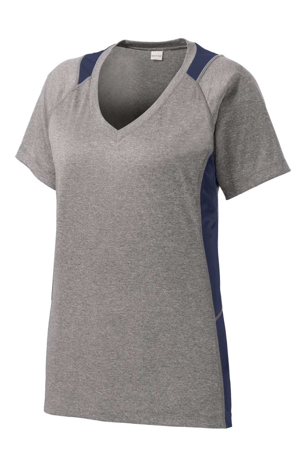 Sport-Tek LST361 Tek Women's Heather Colorblock Contender V-Neck Tee