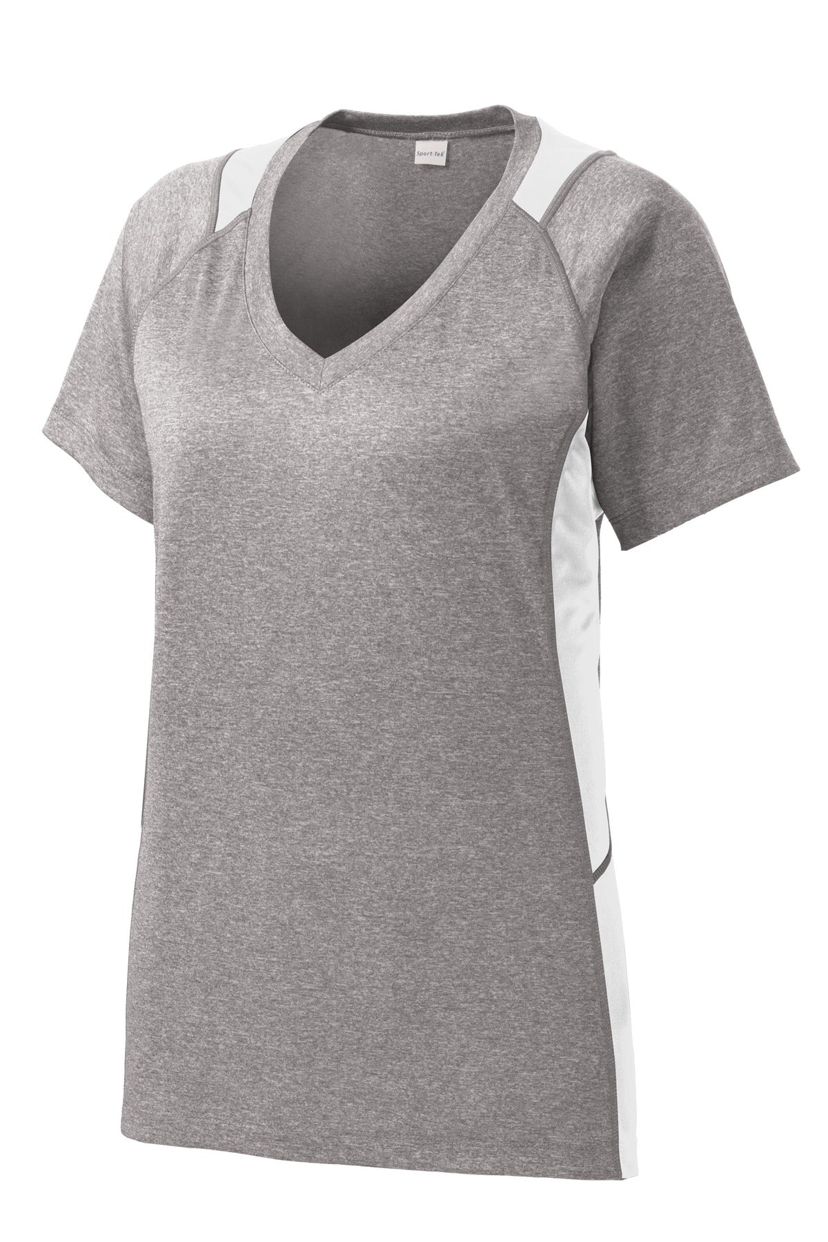 Sport-Tek LST361 Tek Women's Heather Colorblock Contender V-Neck Tee