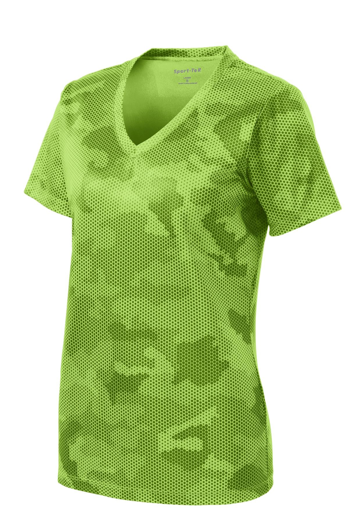 Sport-Tek LST370 Tek Ladies CamoHex V-Neck Tee