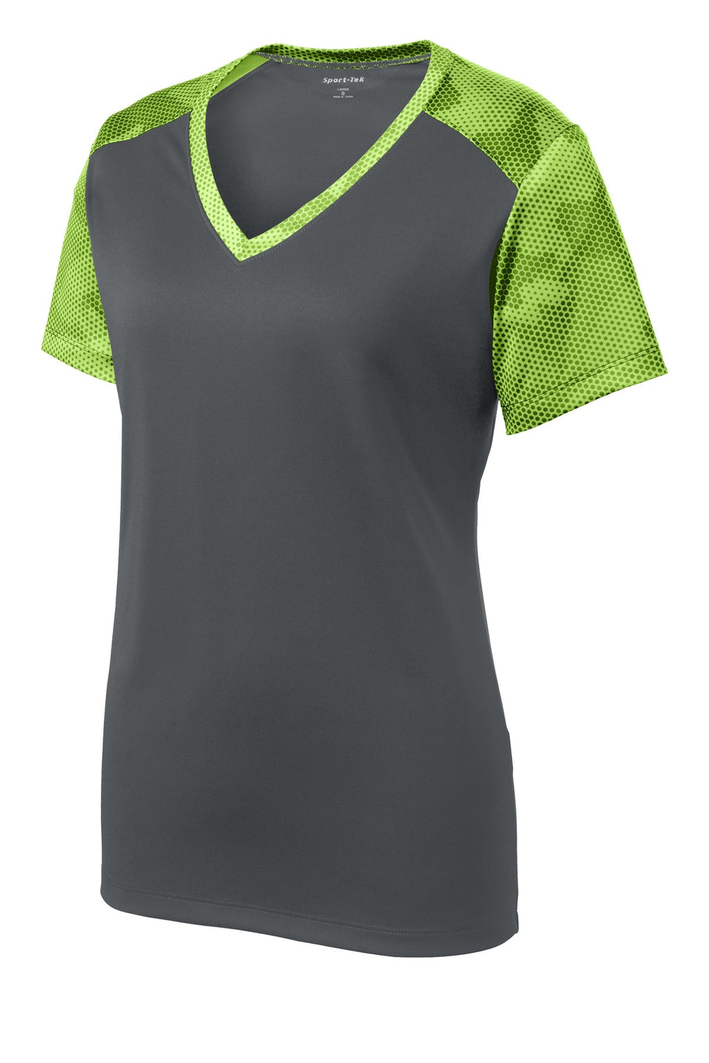 Sport-Tek LST371 Tek Ladies CamoHex Colorblock V-Neck Tee