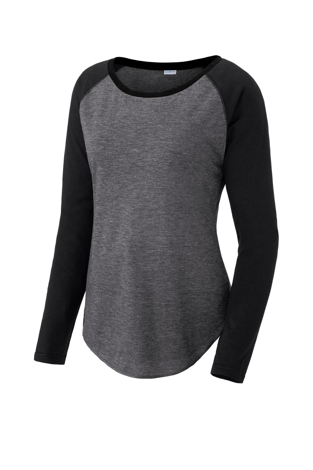 Sport-Tek LST400LS Tek  Women's PosiCharge  Long Sleeve Tri-Blend Wicking Scoop Neck Raglan Tee
