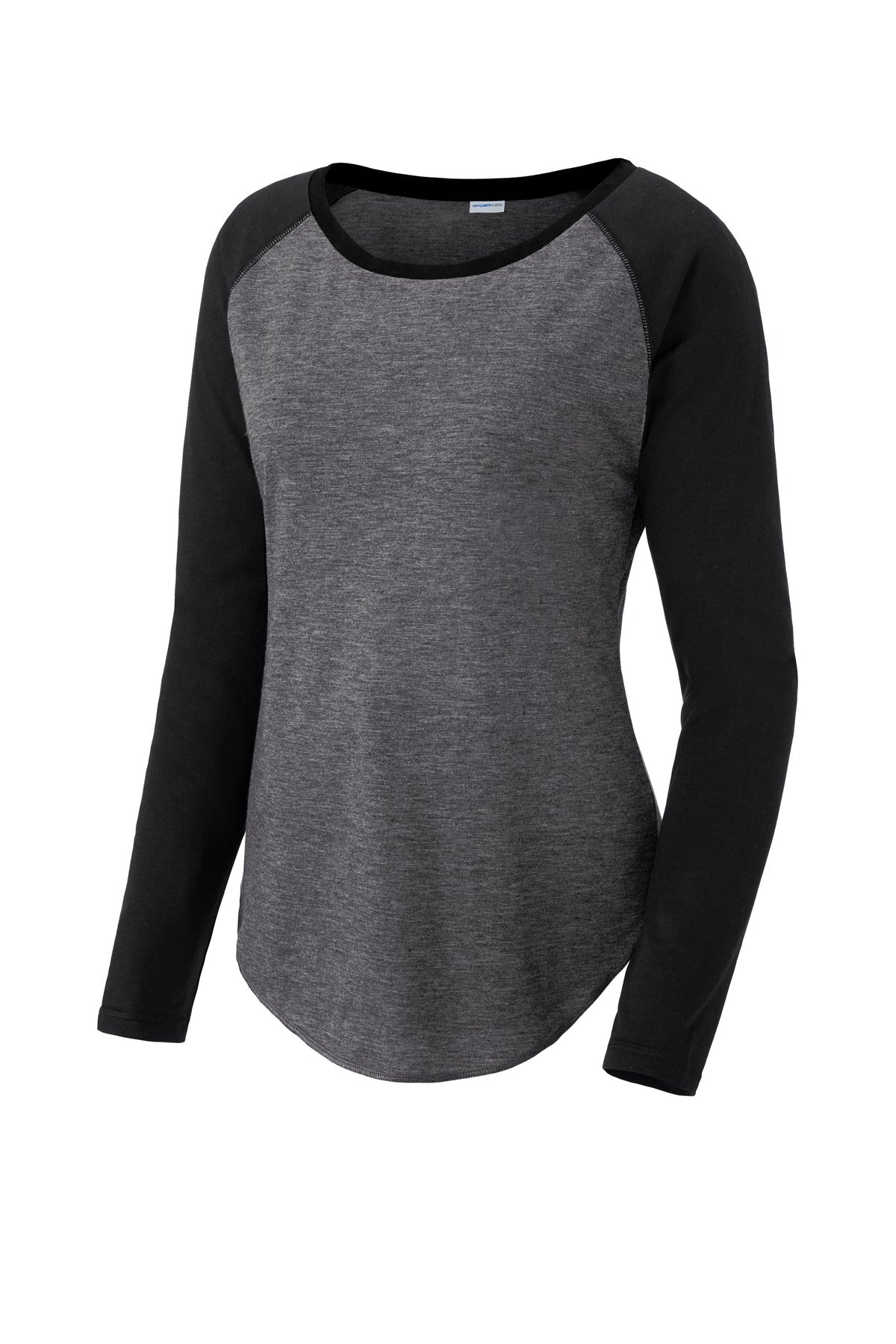 Sport-Tek LST400LS Tek  Women's PosiCharge  Long Sleeve Tri-Blend Wicking Scoop Neck Raglan Tee