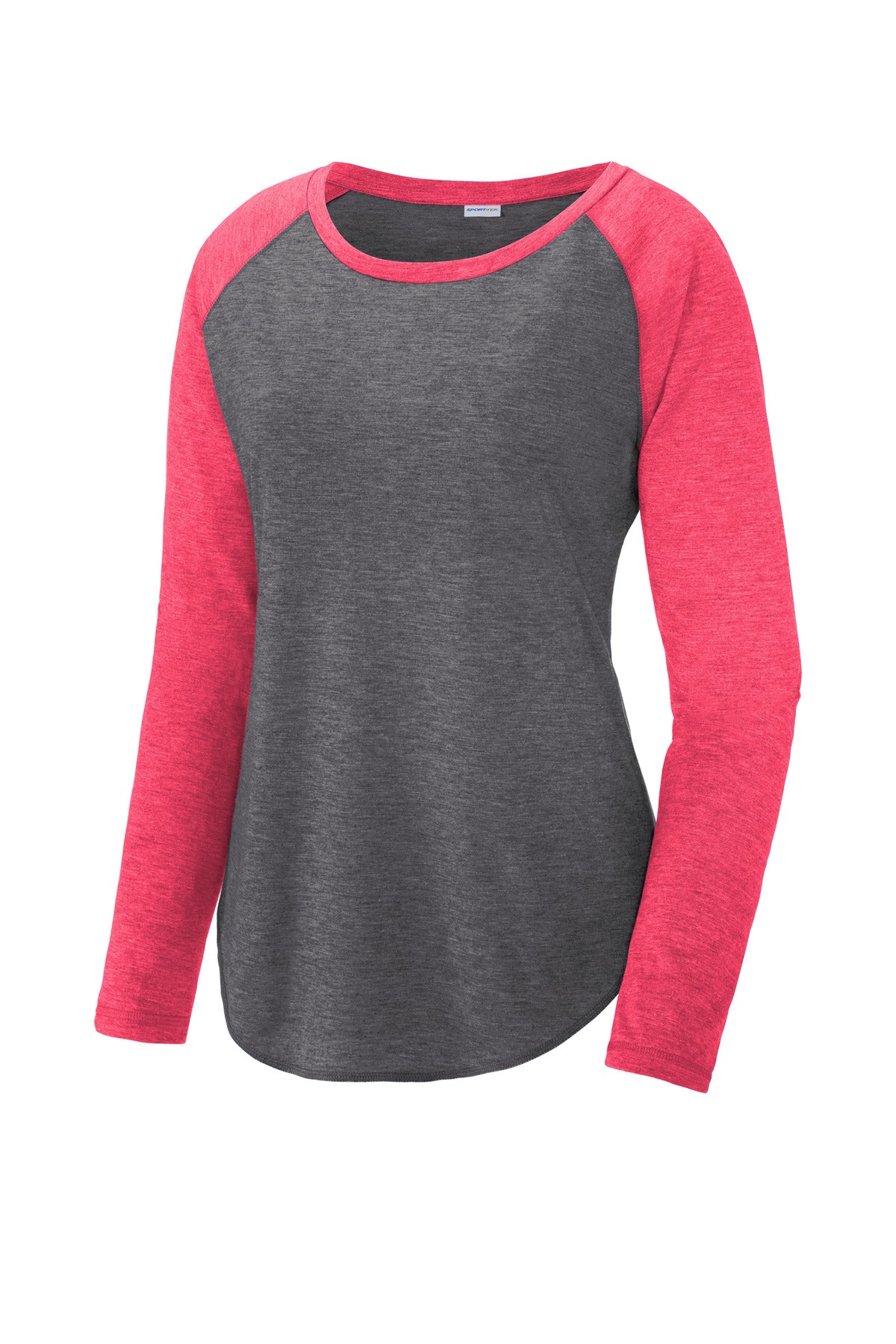 Sport-Tek LST400LS Tek  Women's PosiCharge  Long Sleeve Tri-Blend Wicking Scoop Neck Raglan Tee