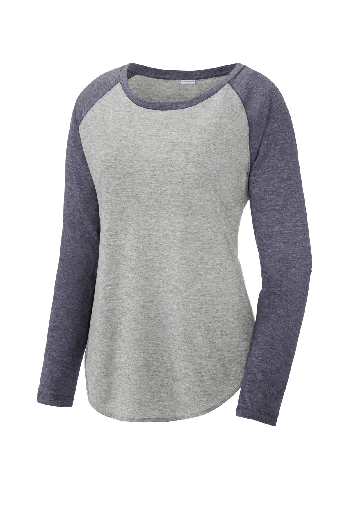 Sport-Tek LST400LS Tek  Women's PosiCharge  Long Sleeve Tri-Blend Wicking Scoop Neck Raglan Tee