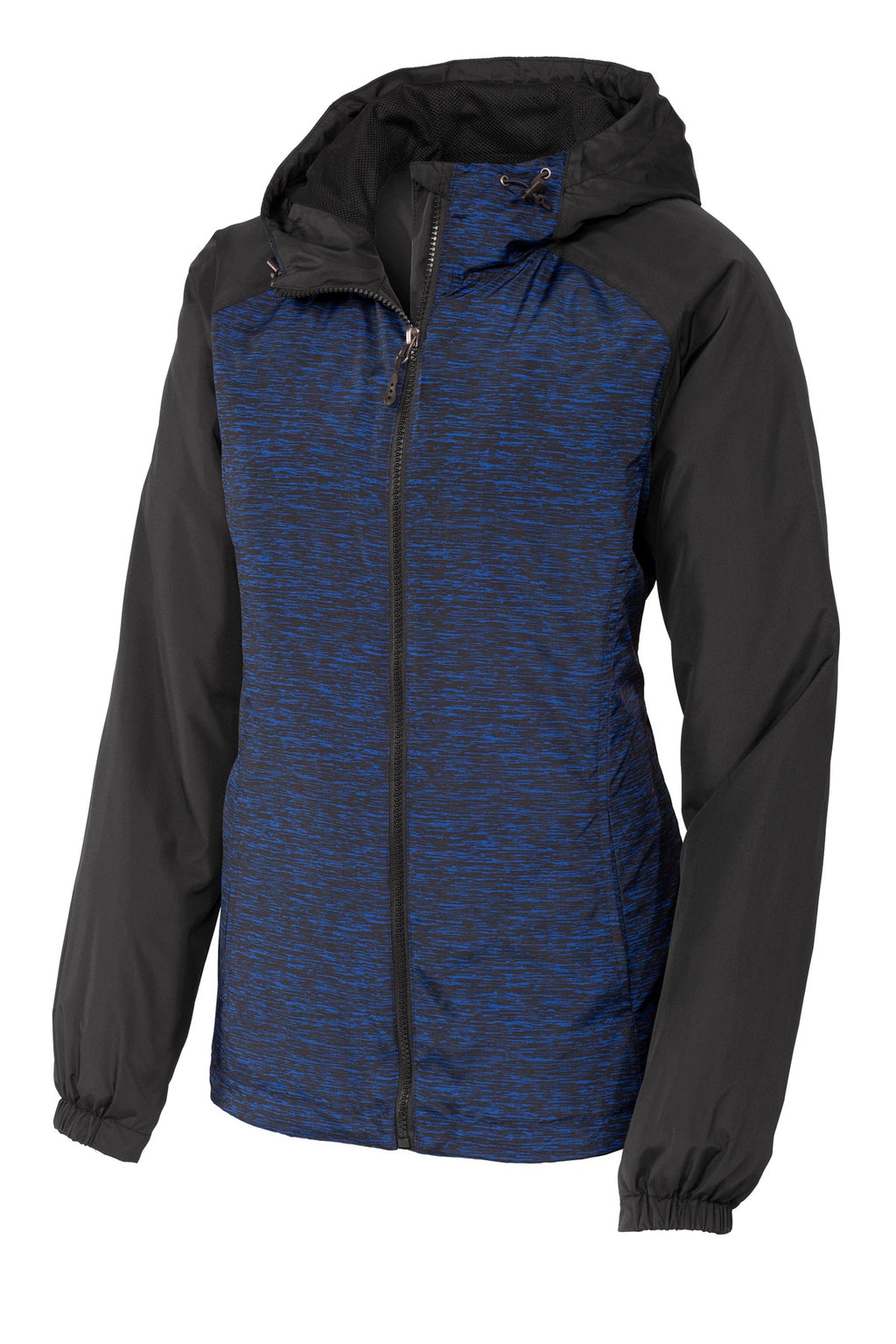 Sport-Tek LST40 Tek Ladies Heather Colorblock Raglan Hooded Wind Jacket