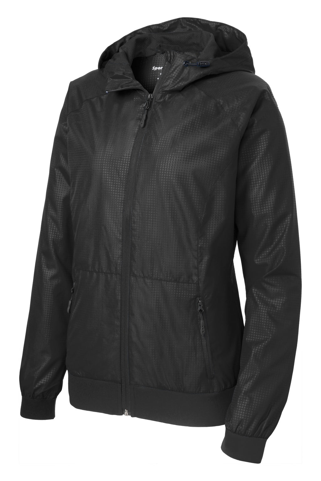 Sport-Tek LST53 Tek Ladies Embossed Hooded Wind Jacket