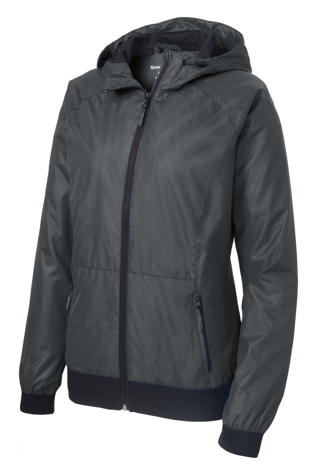 Sport-Tek LST53 Tek Ladies Embossed Hooded Wind Jacket
